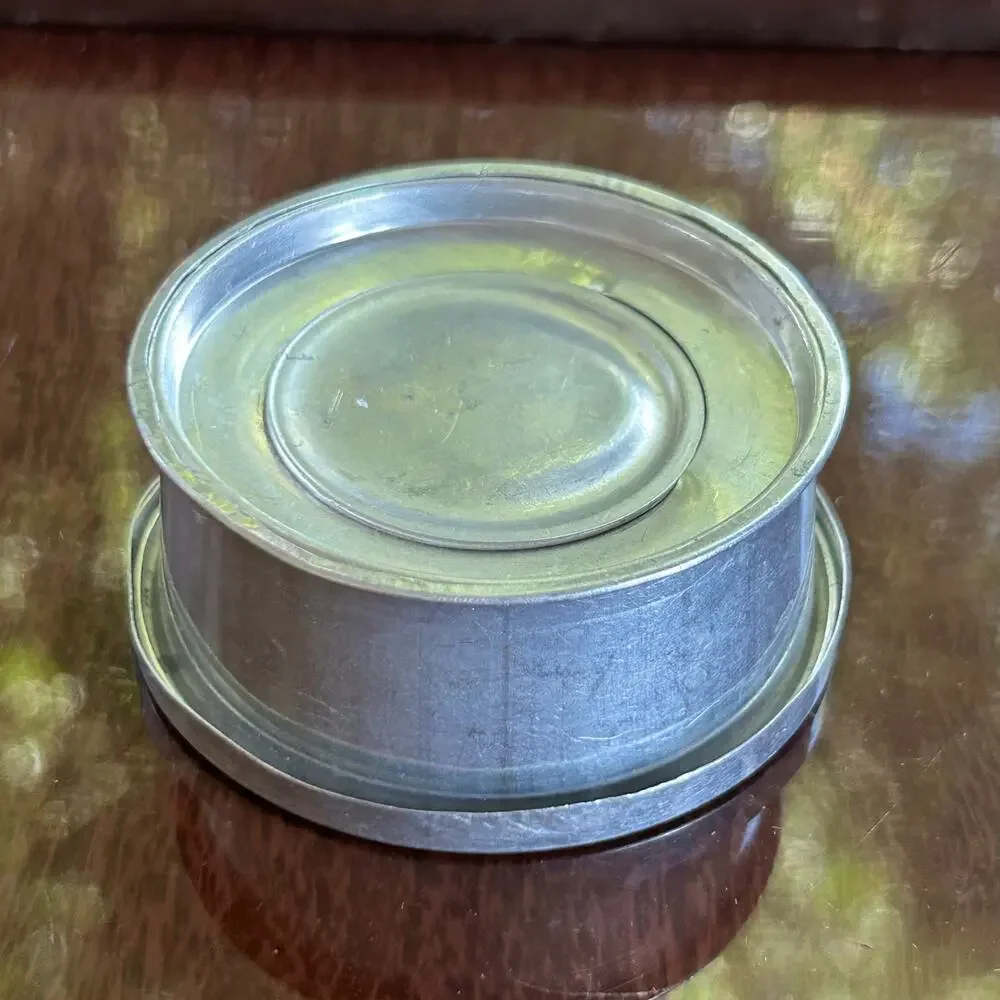 Vintage Aluminum Collapsible Travel Cup – Sailboat Lid – 3” Tall